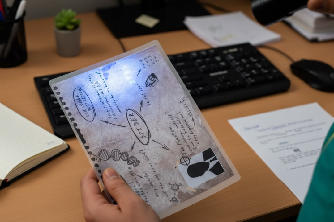 Augmented reality puzzle shown on the device screen.