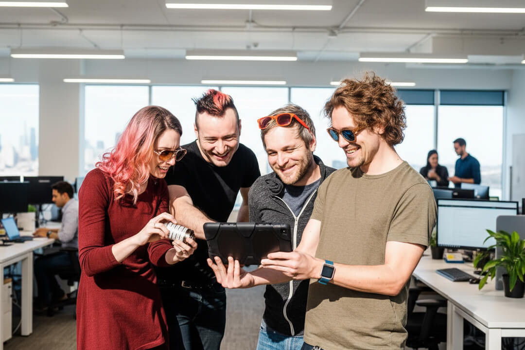 Players celebrating a solved challenge.